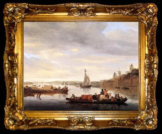 framed  RUYSDAEL, Salomon van The Crossing at Nimwegen af, ta009-2